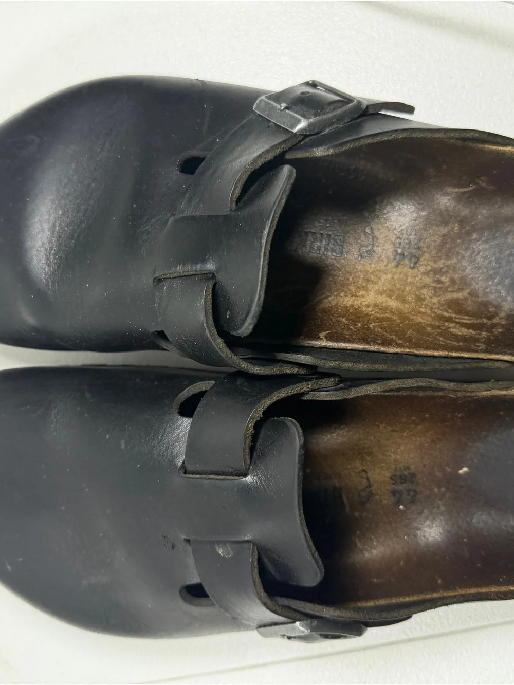 Birkenstock Boston Black Leather Slip-On Clog with Buckle size EU 44 US 10.5-11
